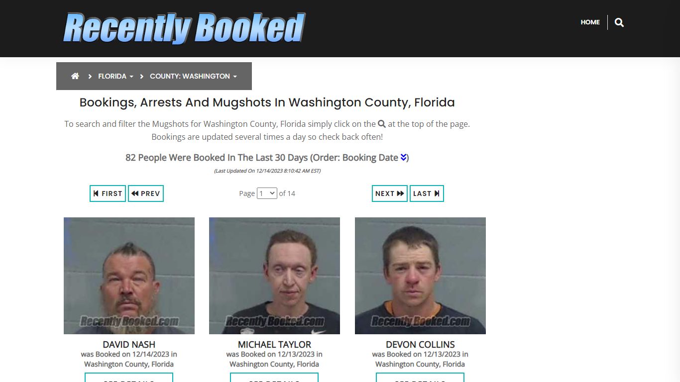 Bookings, Arrests and Mugshots in Washington County, Florida