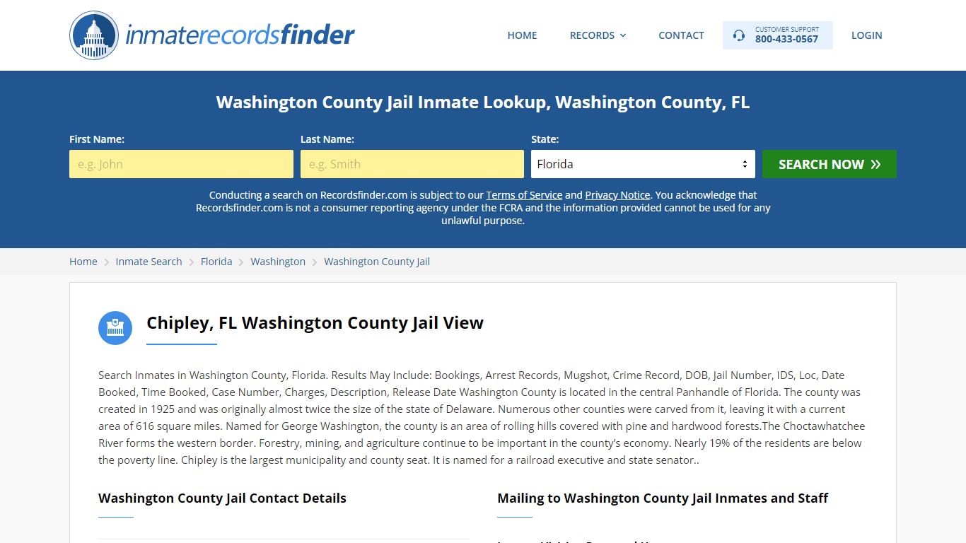 Washington County Jail Inmate Lookup, Washington County, FL
